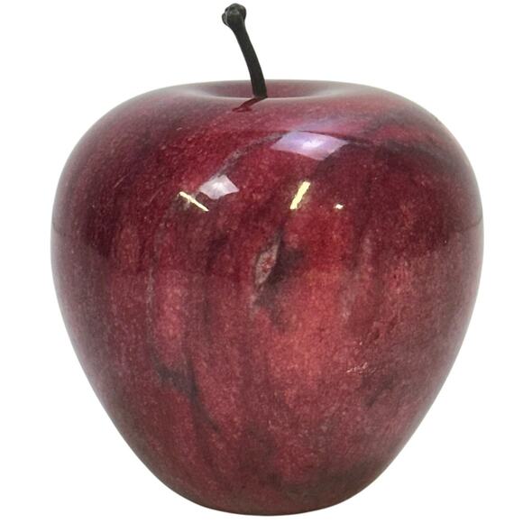 Red Apple Heavy Marble Stone 3" Paperweight - Picture 1 of 5
